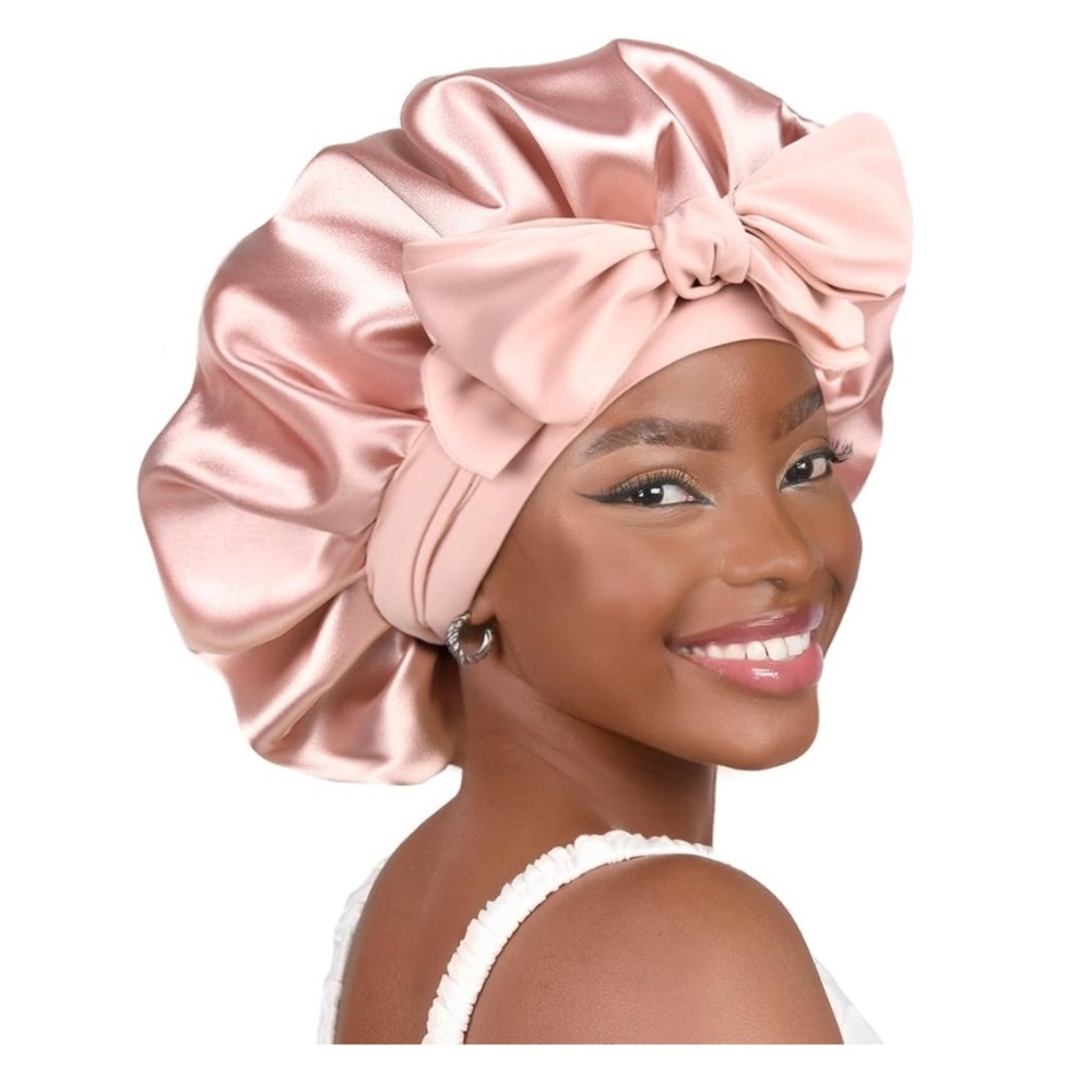 Satin Pink Hair Bonnet